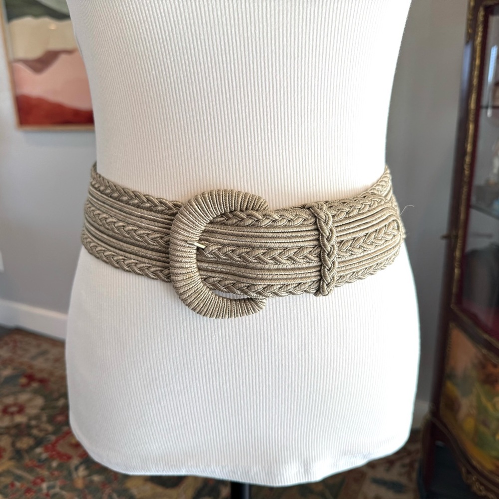 Barbara & Company Braided Tan Belt with Large Buckle